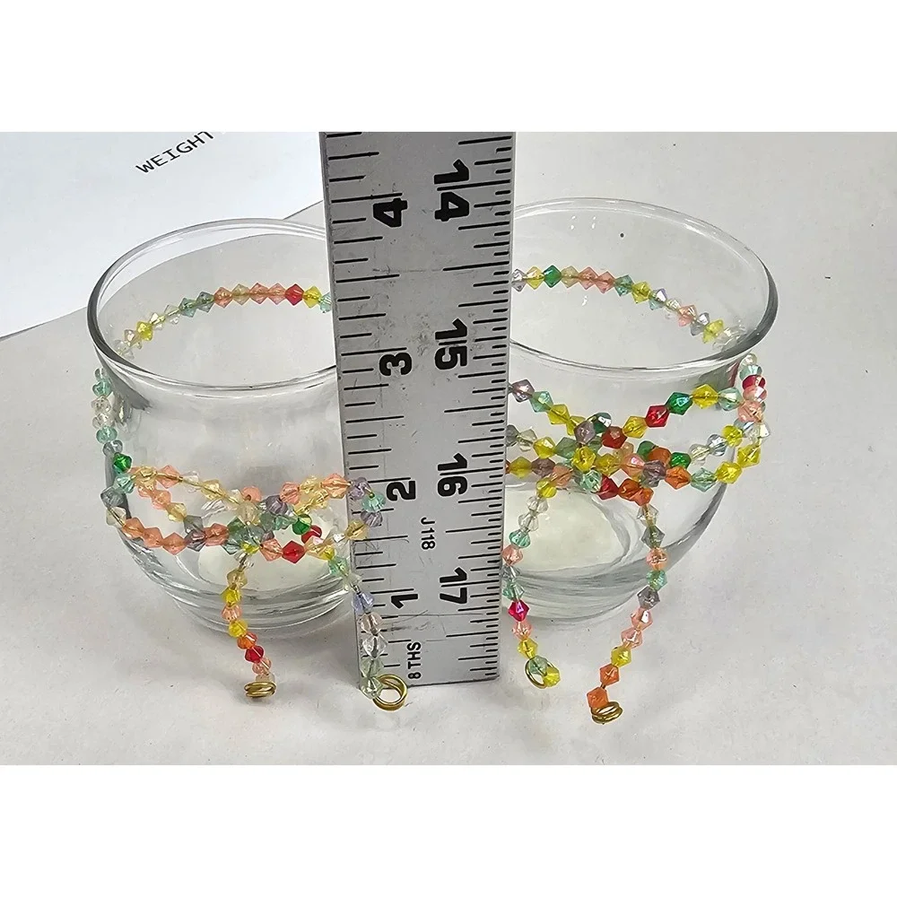 Anchor Hocking Clear Glass Votive Candle Holders Beaded Bow Set of‎ 2 88638 USA